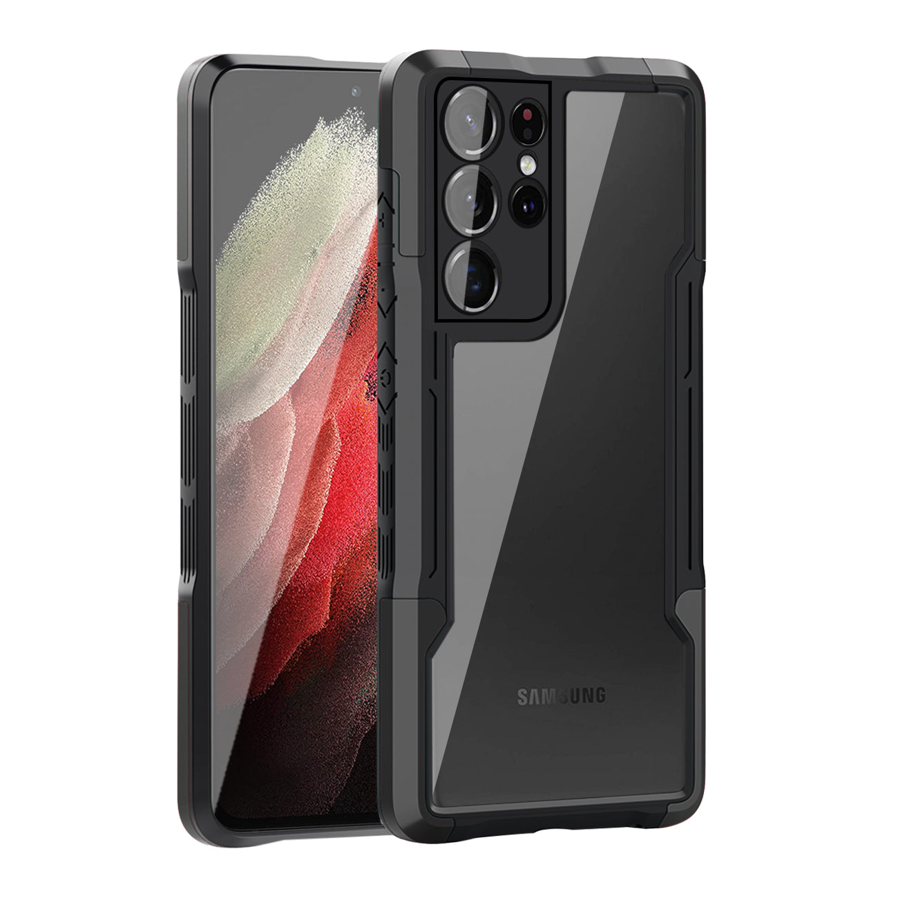 Shockproof Excellent Grip with Silky Feeling for Samsung Galaxy S21 Ultra In Black